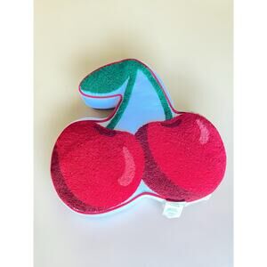 Isaac Mizrahi New York Tufted Red Cherries Decorative Throw Pillow – Textured